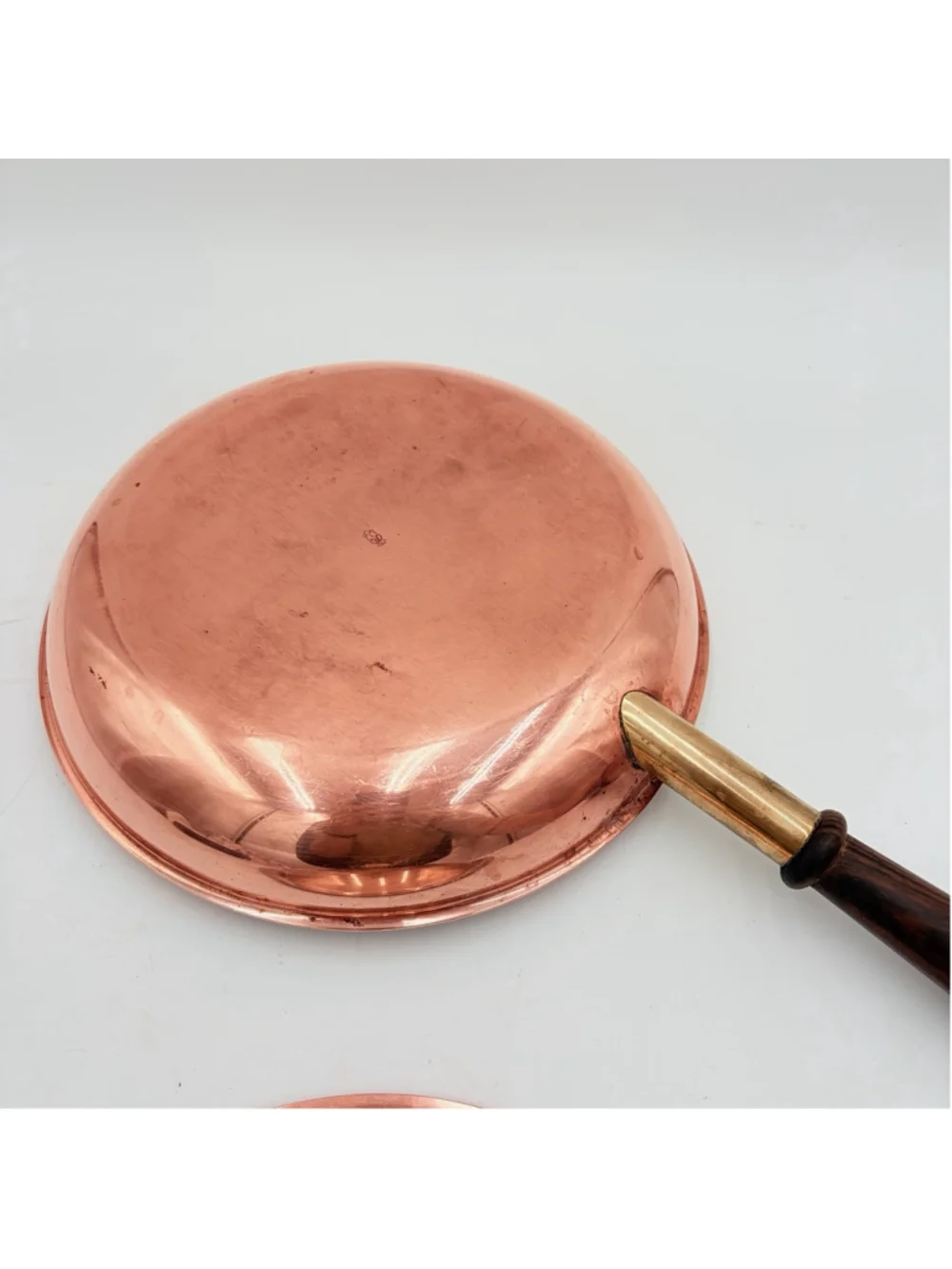 PM ITALY Copper Flambe Saute Pan Skillet Lid Wood Handle 10in